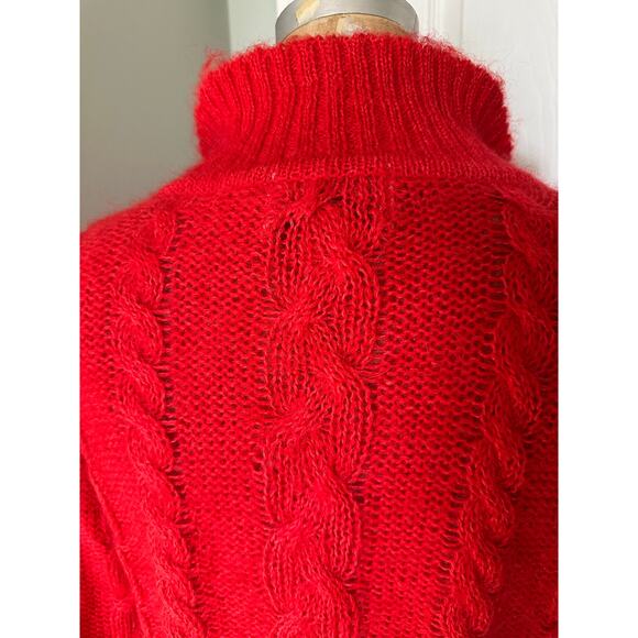 Vintage CABIN FEVER Mohair Cable Knit Sweater red Womens - Picture 8 of 16